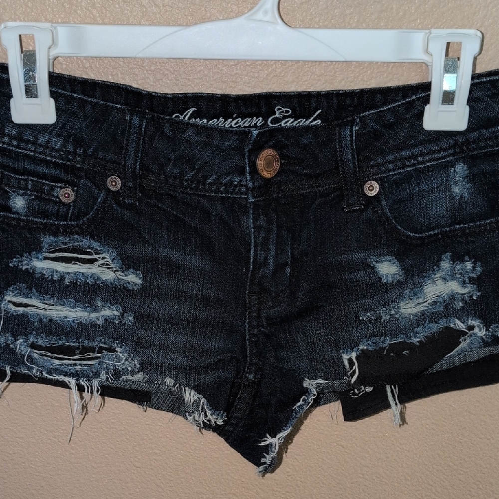American Eagle Outfitters Dark Denim Distressed Shorts